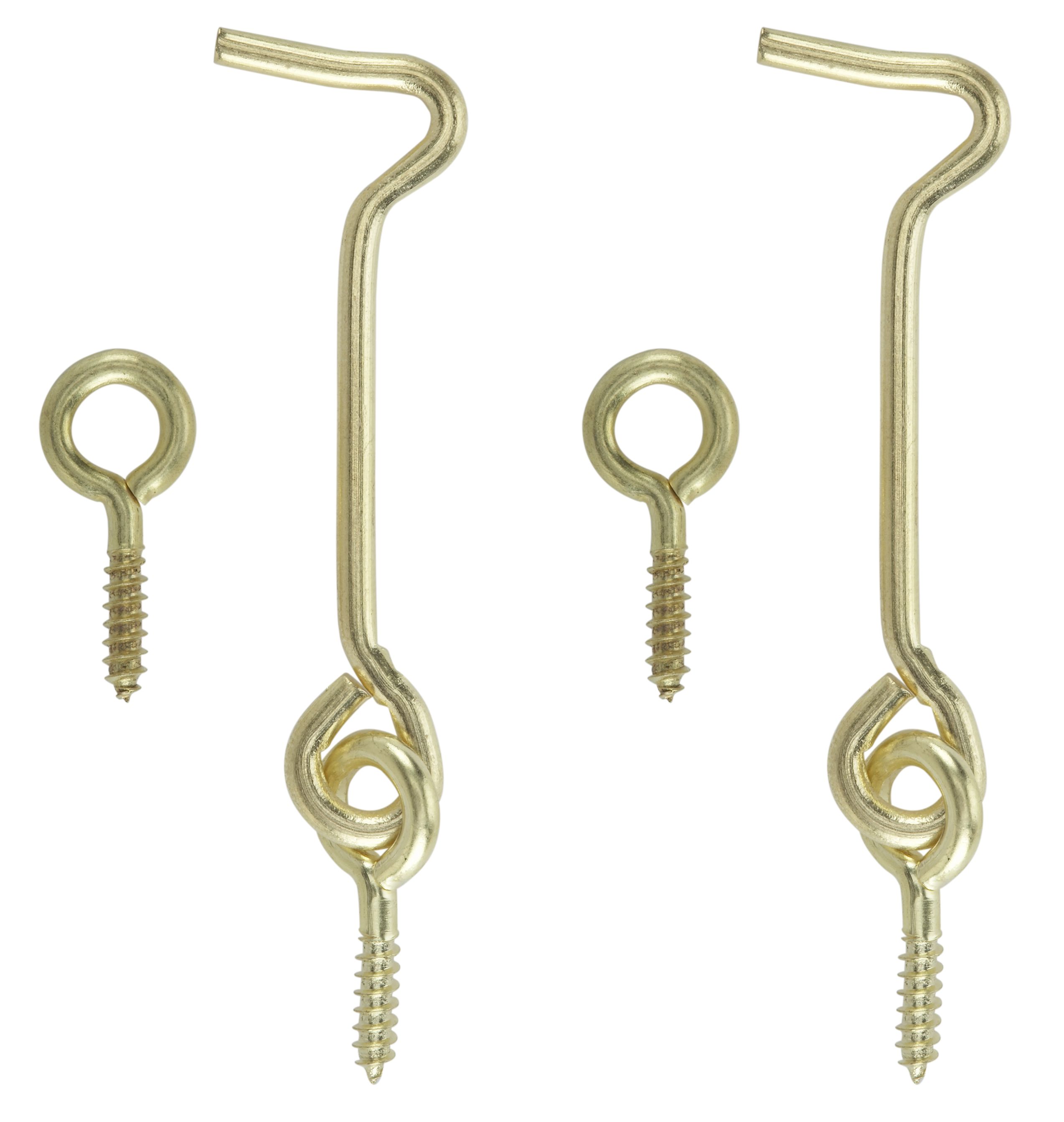 Brass effect Metal Gate hook & eye (L)50mm, Pack of 2