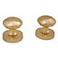 Brass effect Zamac Round Door knob (Dia)53mm, Pair