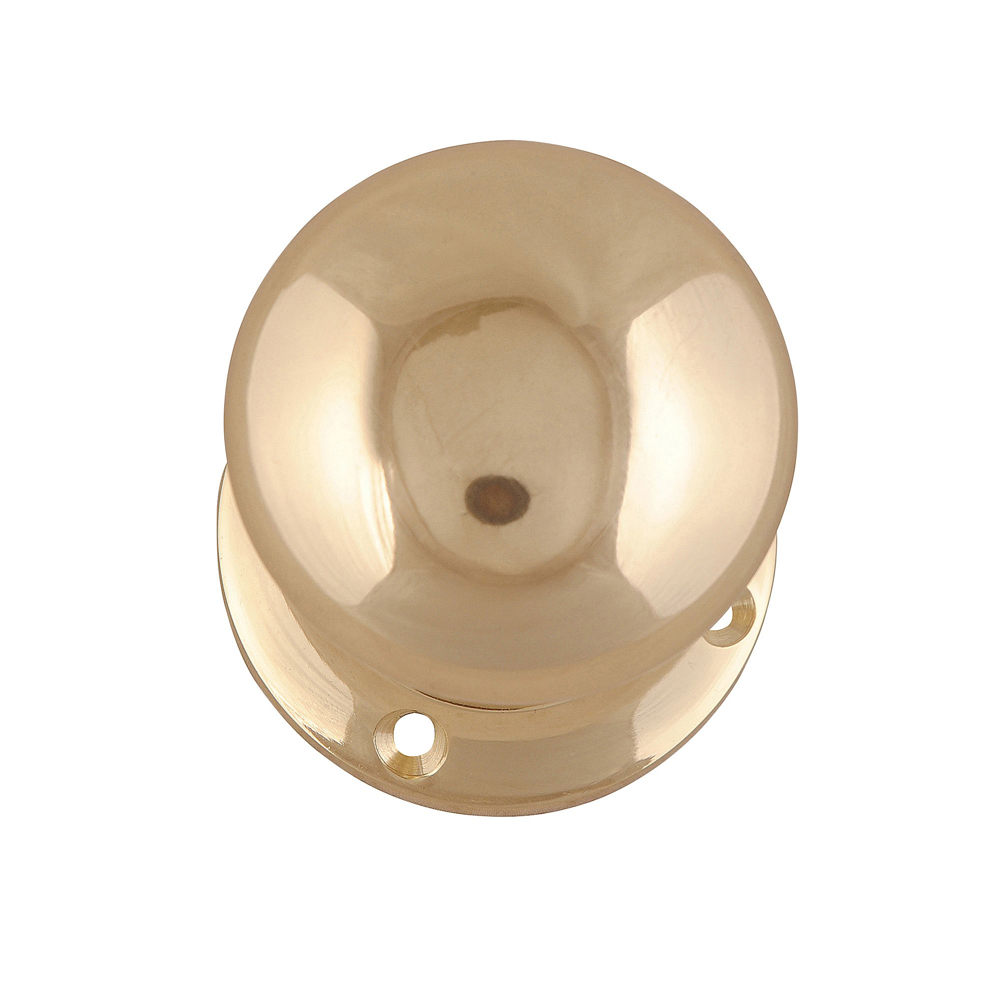 Brass effect Zamac Round Door knob (Dia)54mm, Pair
