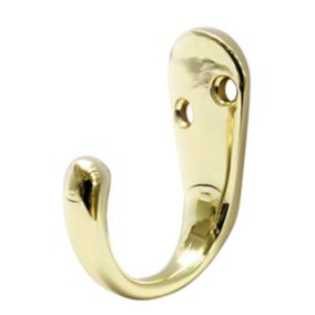 Brass effect Zinc alloy 18mm Single Hook (Holds)10kg