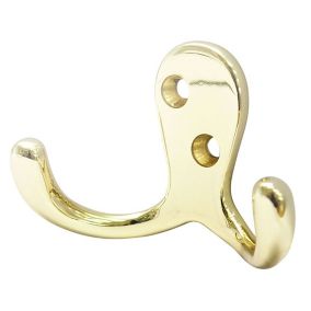 Brass effect Zinc alloy Double Hook (Holds)3kg