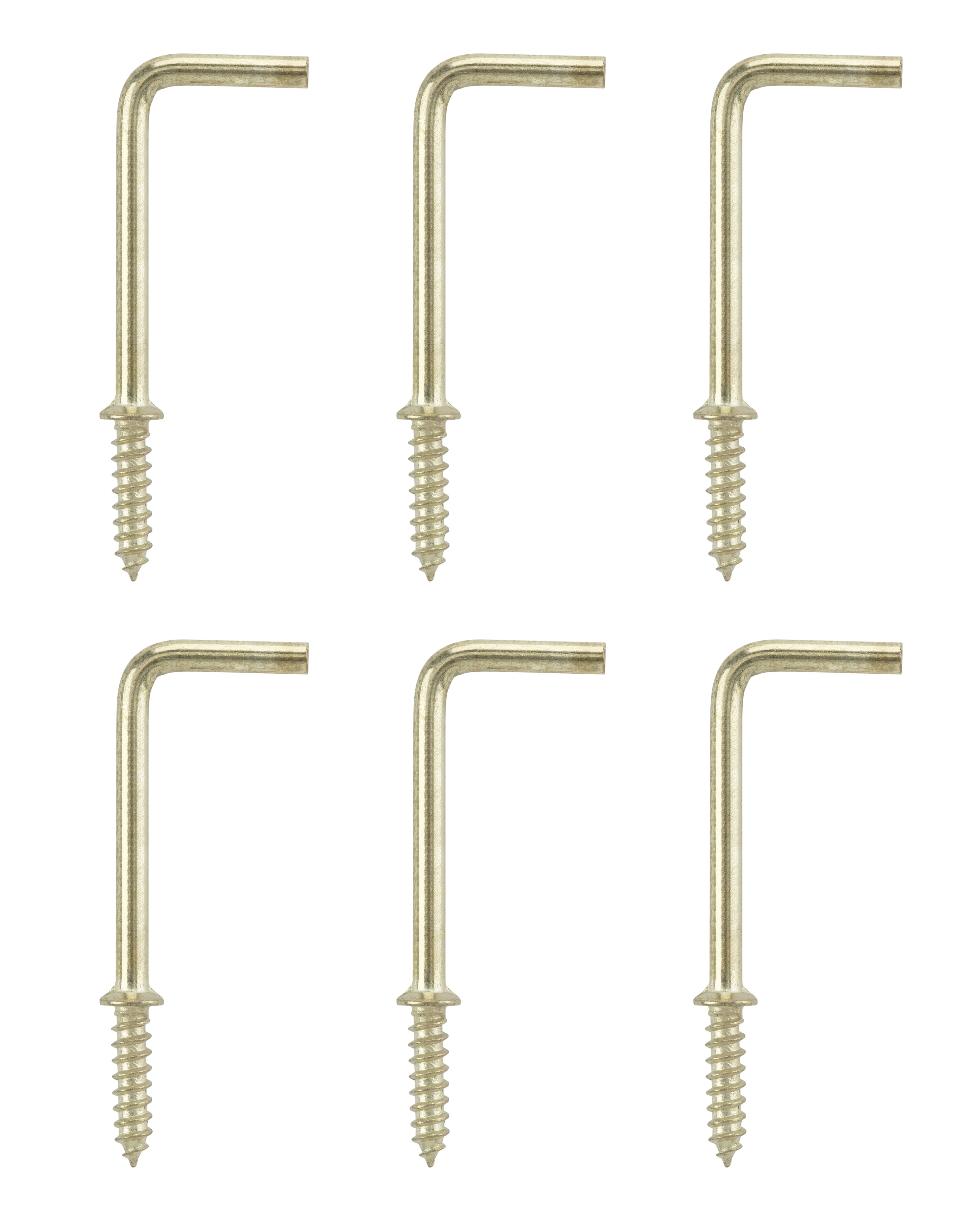 Brass-plated Small Cup hook (L)48mm, Pack of 6