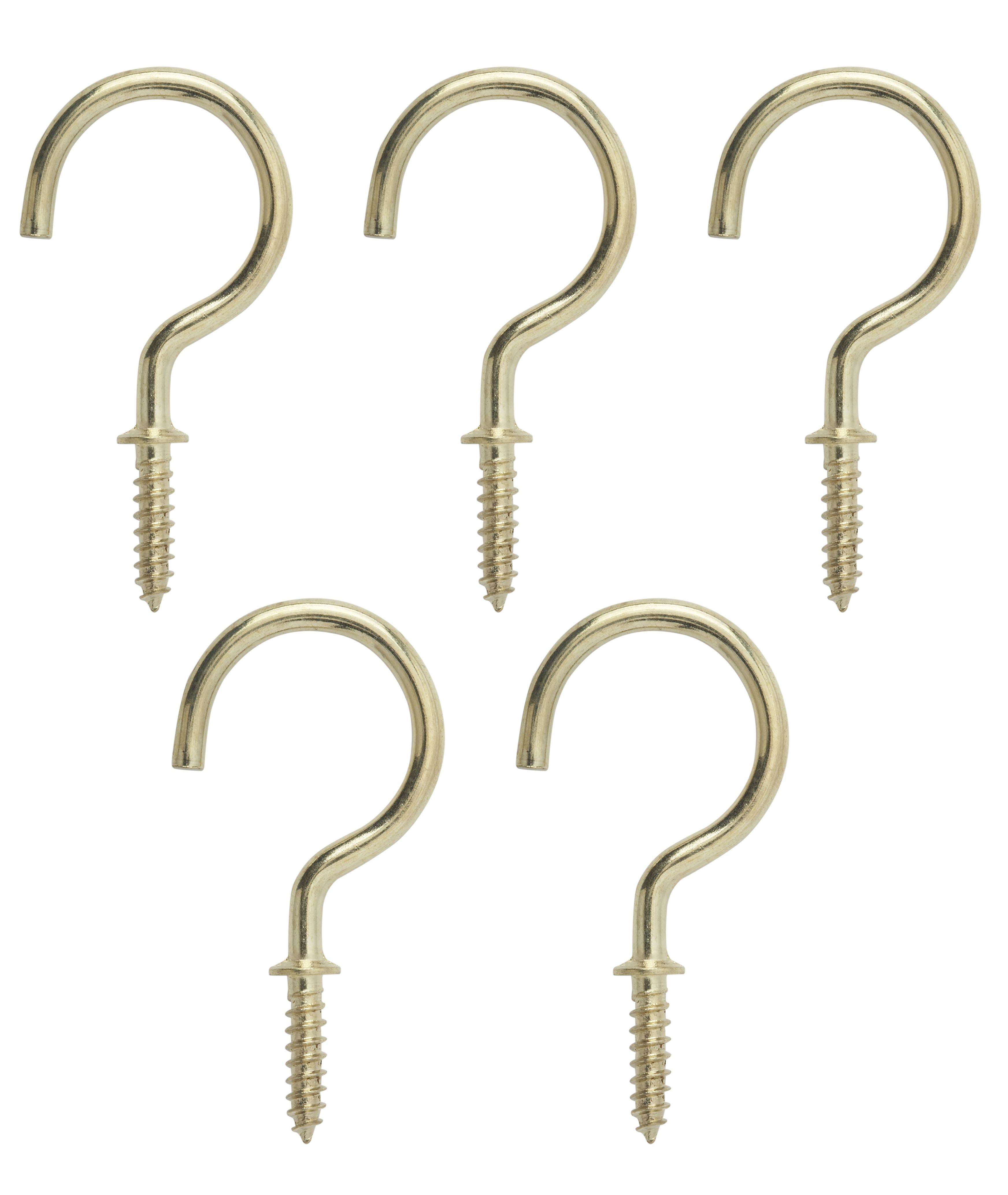 Brass-plated Small Cup hook (L)48mm, Pack of 6