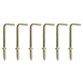 Brass-plated Medium Cup hook (L)38.5mm, Pack of 6
