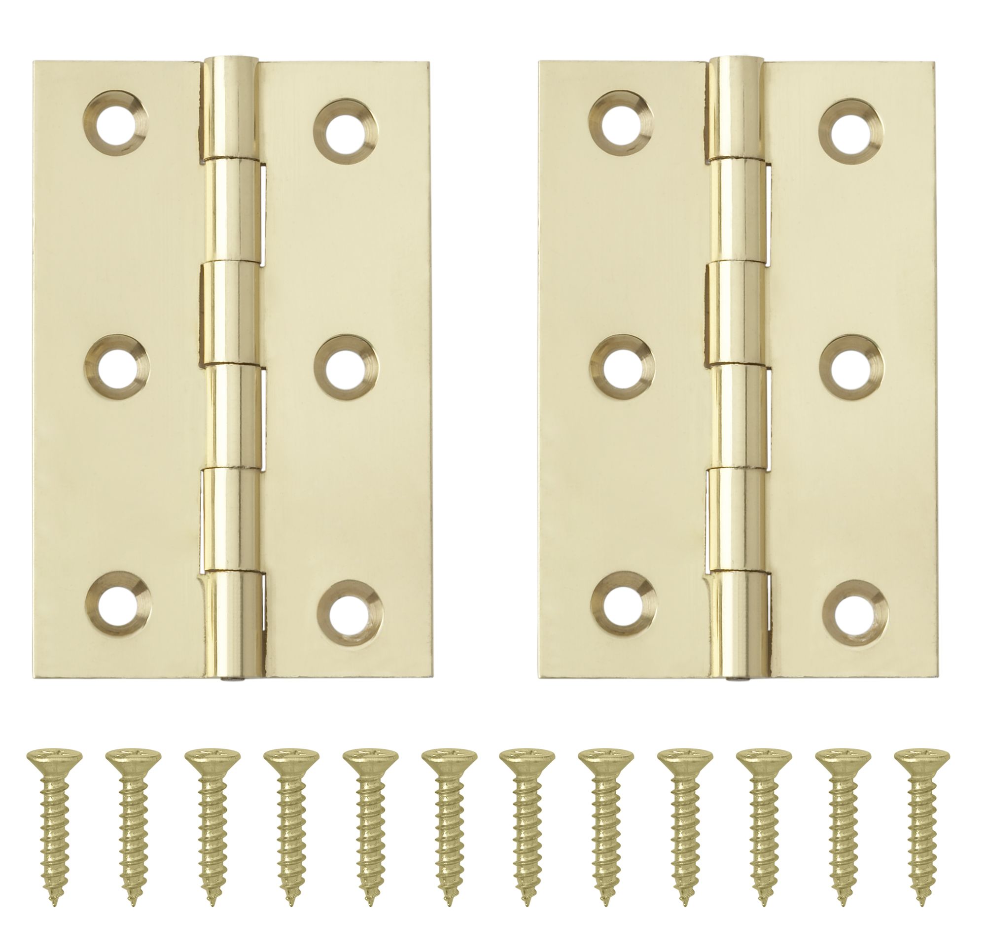 Brass-plated Metal Butt Door hinge N162 (L)65mm, Pack of 2