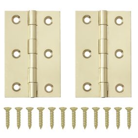 Brass-plated Metal Butt Door hinge N162 (L)65mm, Pack of 2