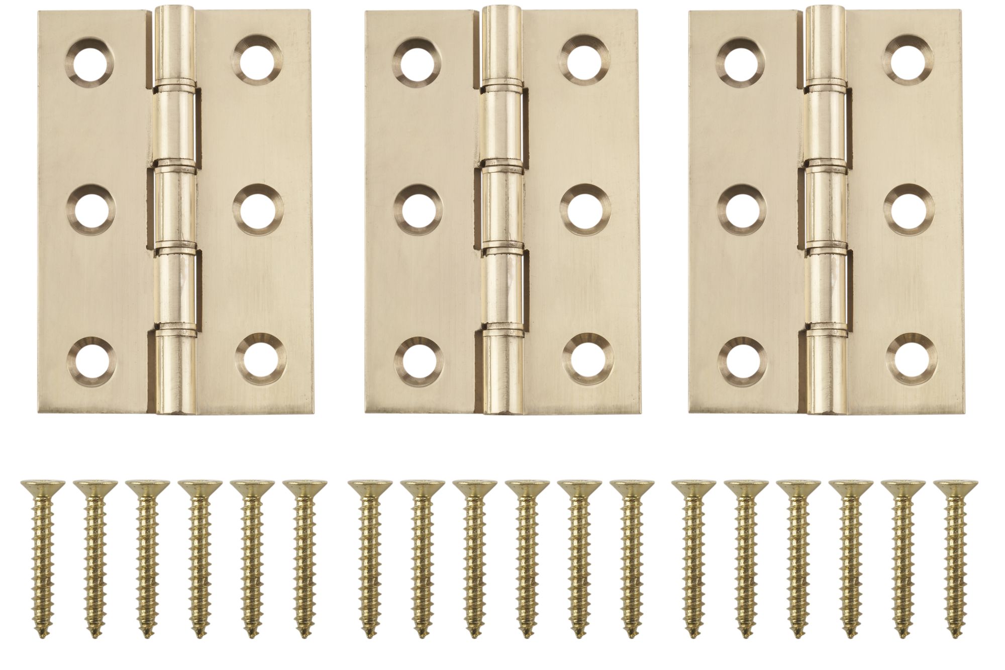 Satin Nickel-plated Metal Butt Door hinge N170 (L)75mm, Pack of 3