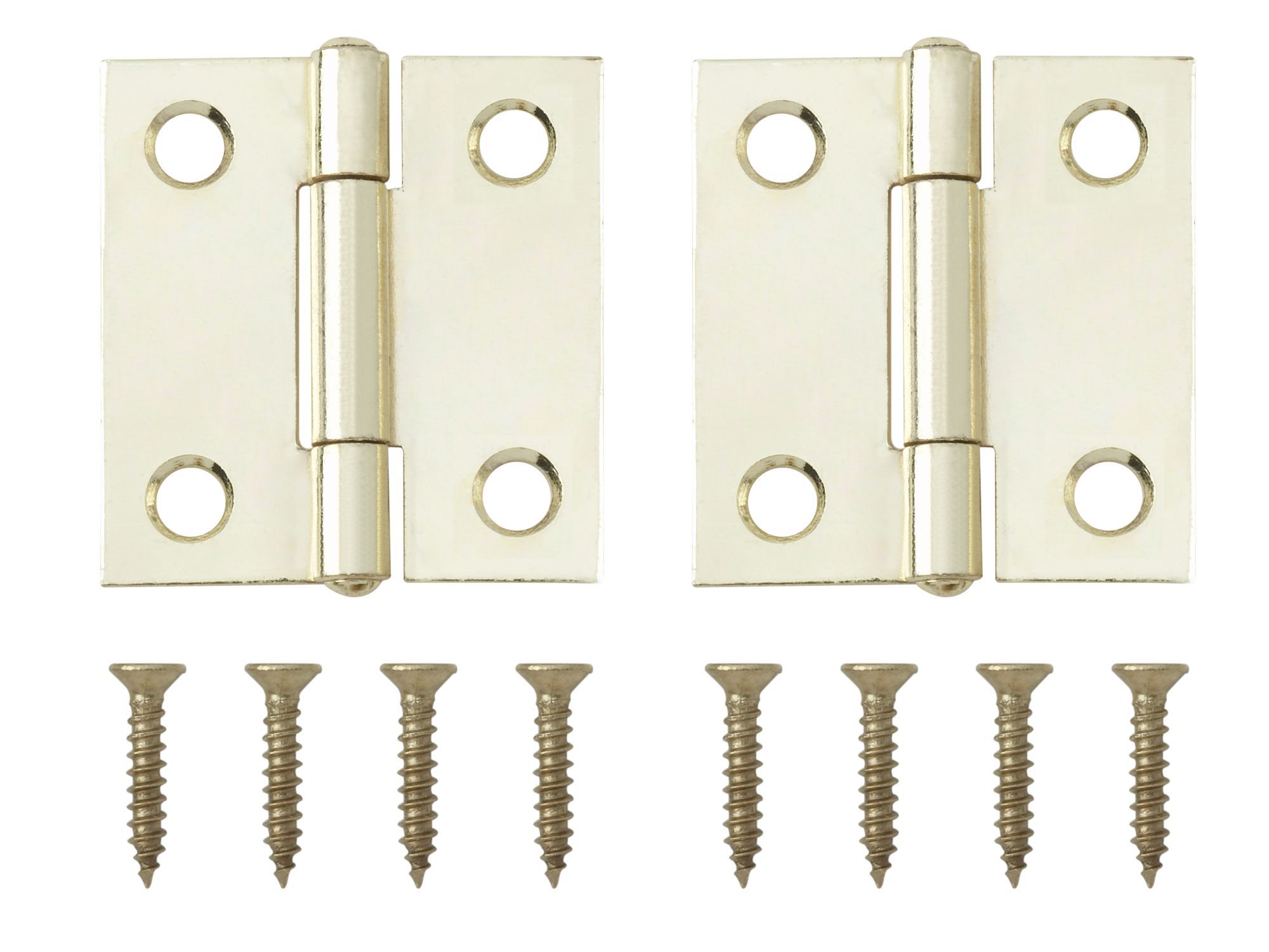 Brass-plated Metal Butt Door hinge NO73 (L)38mm, Pack of 2