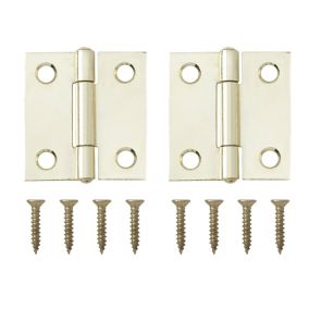 Brass-plated Metal Butt Door hinge NO73 (L)38mm, Pack of 2