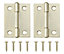 Brass-plated Metal Butt Door hinge NO74 (L)50mm, Pack of 2