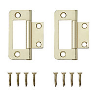 Brass-plated Metal Flush Door hinge N162 (L)50mm, Pack of 8