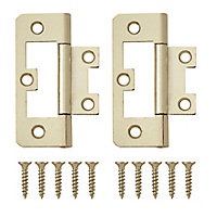 Brass-plated Metal Flush Door hinge N344 (L)65mm, Pack of 8