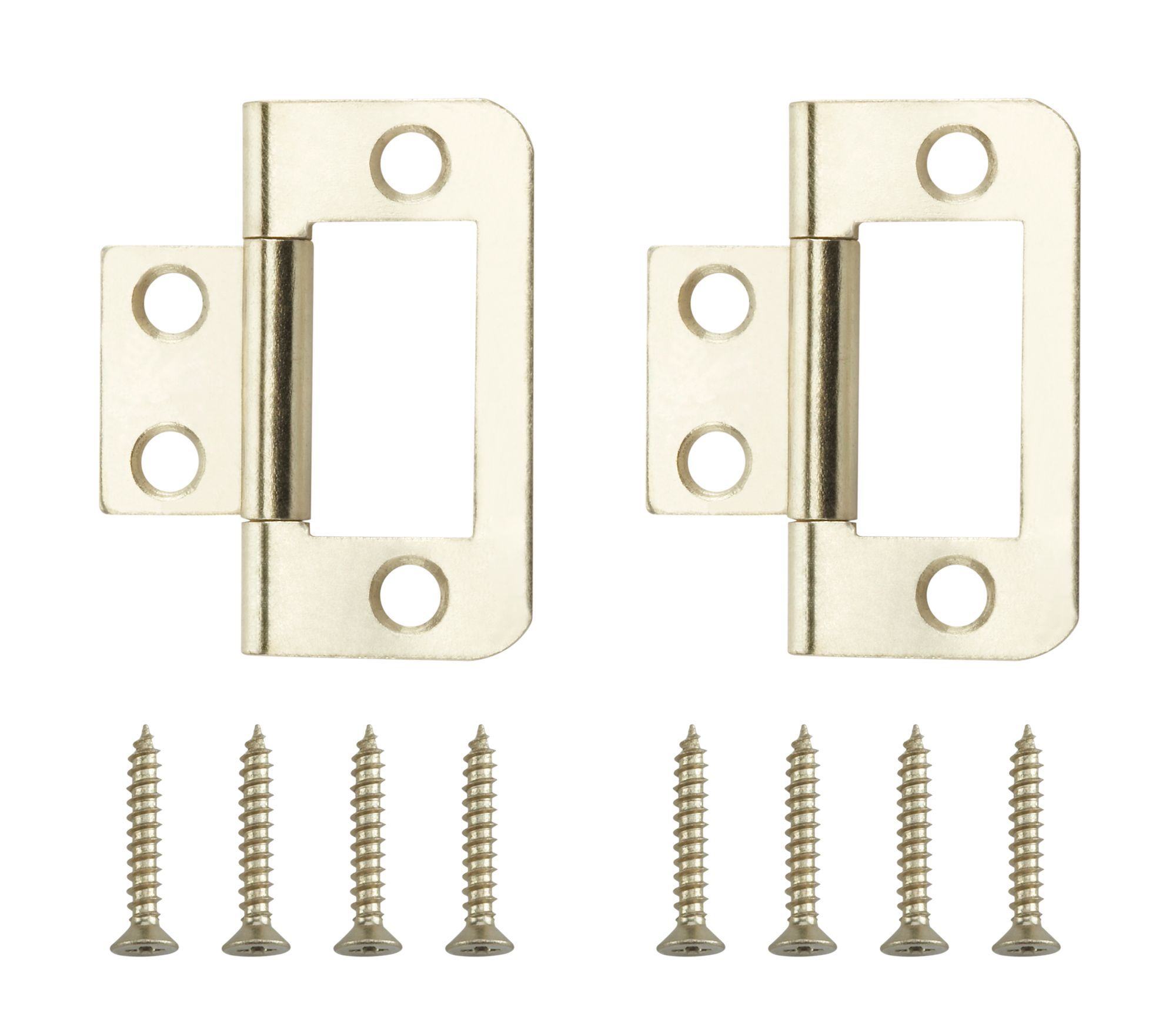 Brass-plated Metal Flush Door hinge NO92 (L)38mm, Pack of 2