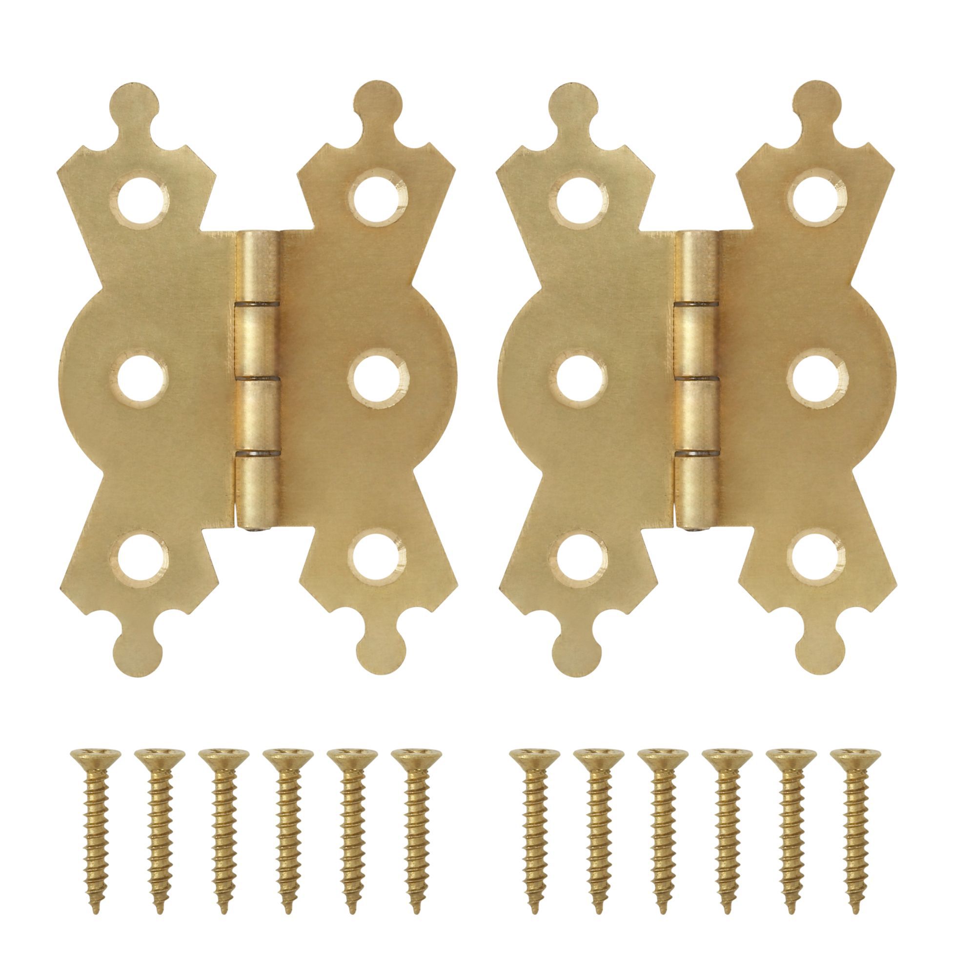 Brass-plated Metal Flush Door hinge NO92 (L)50mm, Pack of 2