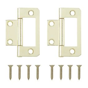 Brass-plated Metal Flush Door hinge NO95 (L)50mm, Pack of 2