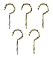 Brass-plated Small Cup hook (L)48mm, Pack of 10