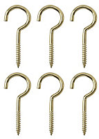 Brass-plated Small Cup hook (L)48mm, Pack of 6