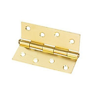 Brass-plated Steel Butt Door hinge (L)102mm, Pack of 2
