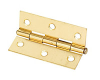 Brass-plated Steel Butt Door hinge (L)76mm, Pack of 2