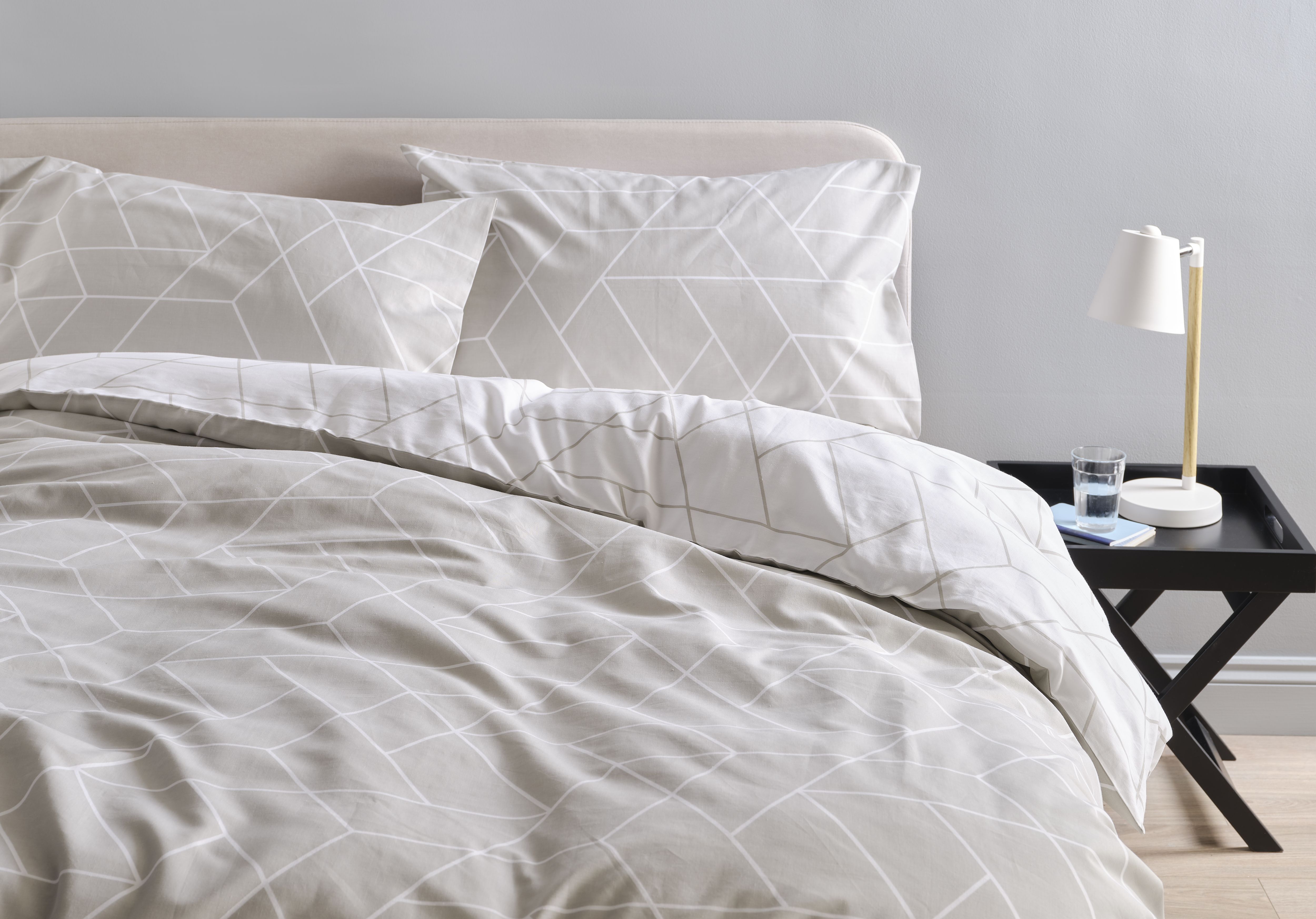 Braxton Geometric Grey King Duvet cover & pillow case set