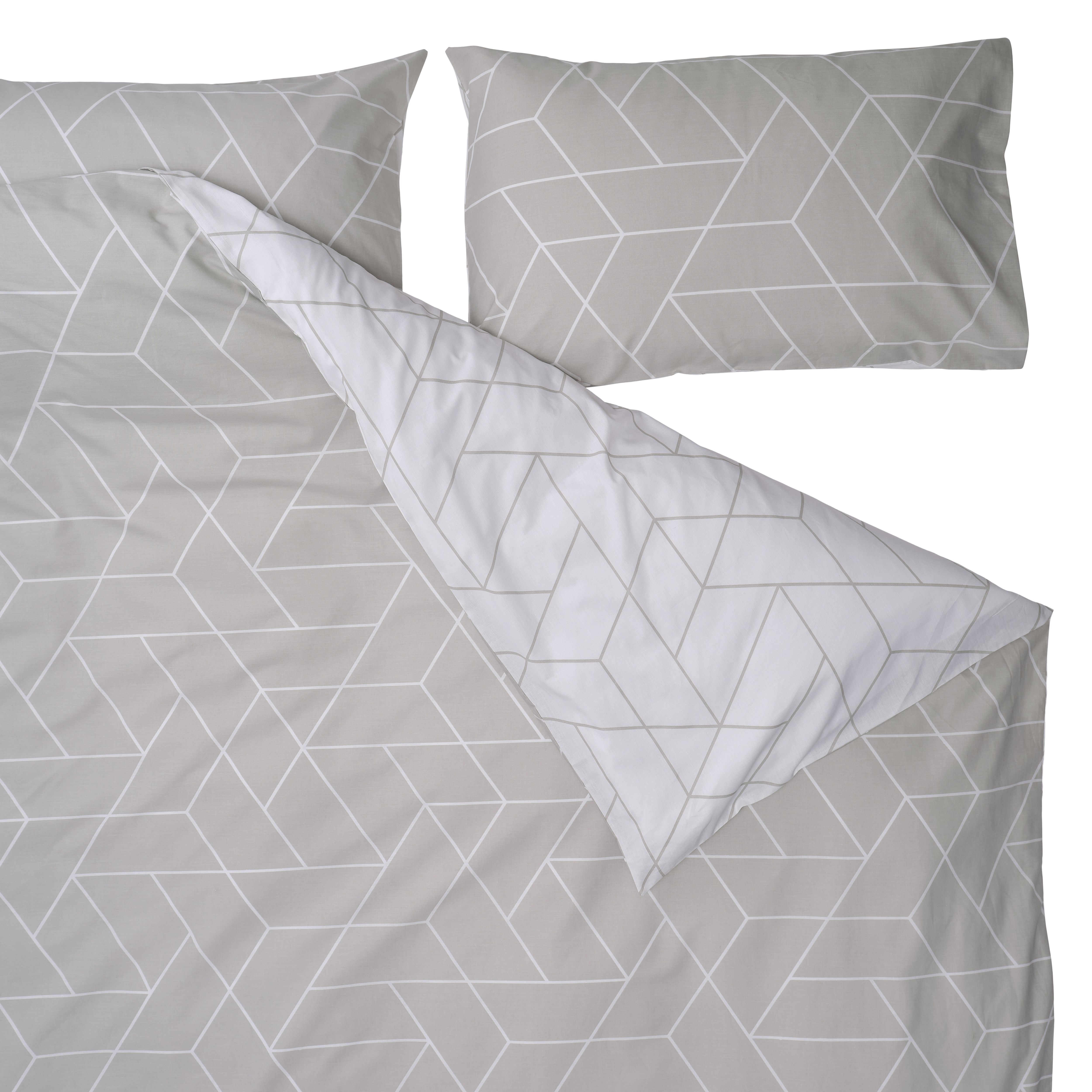 Braxton Geometric Grey King Duvet cover & pillow case set