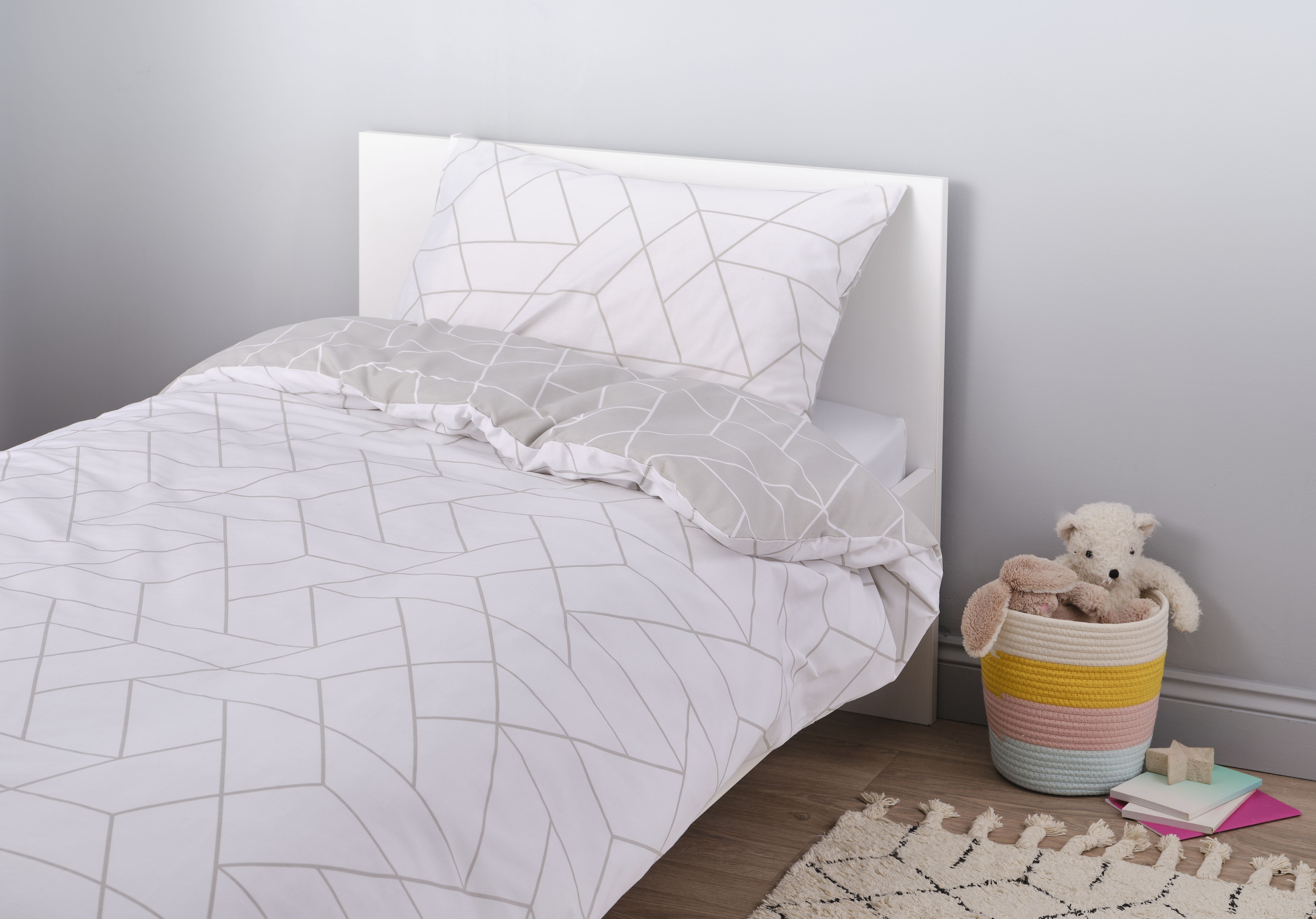 Braxton Geometric Grey Single Duvet cover & pillow case set