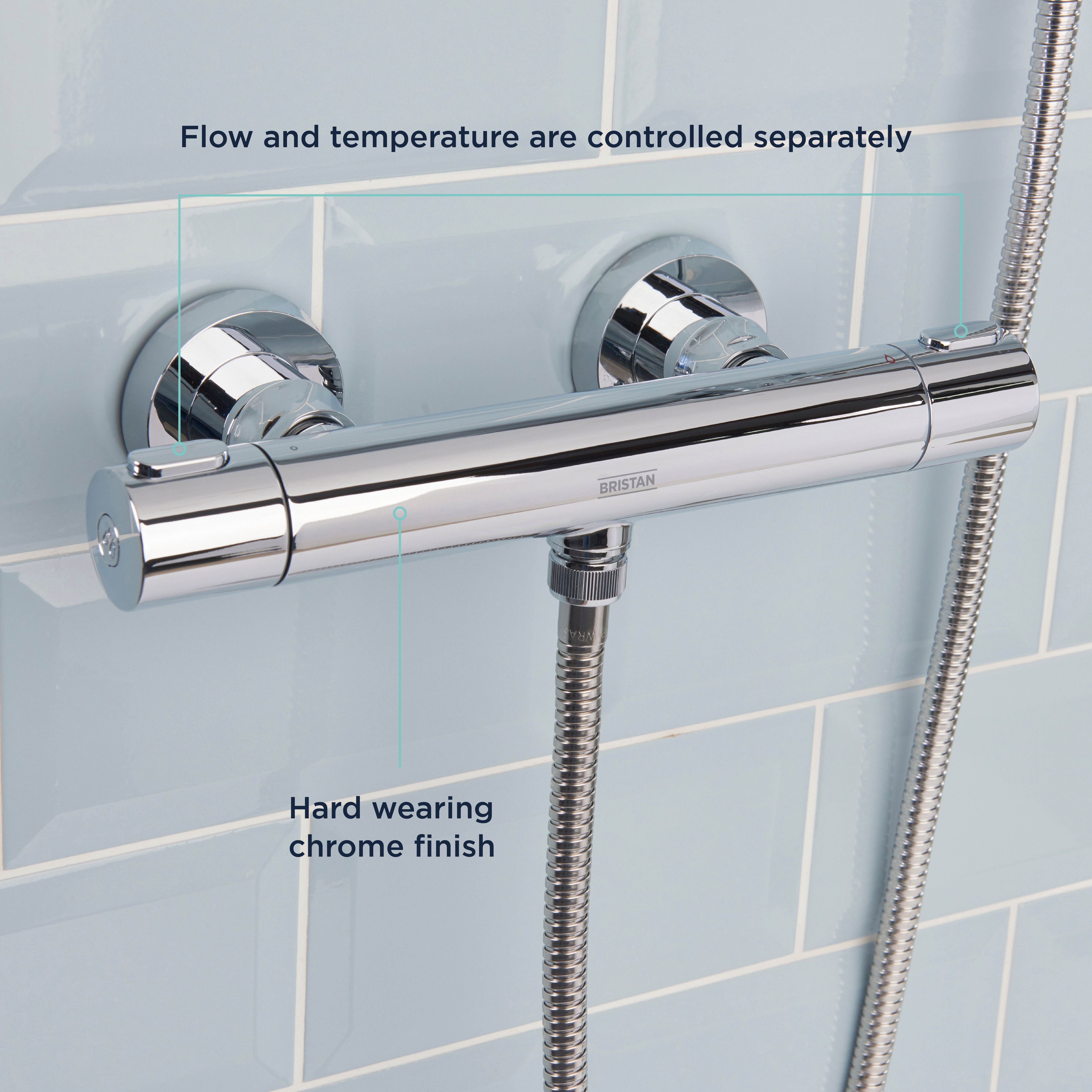 Bristan Divine Gloss Chrome effect Wall-mounted Thermostatic Mixer shower