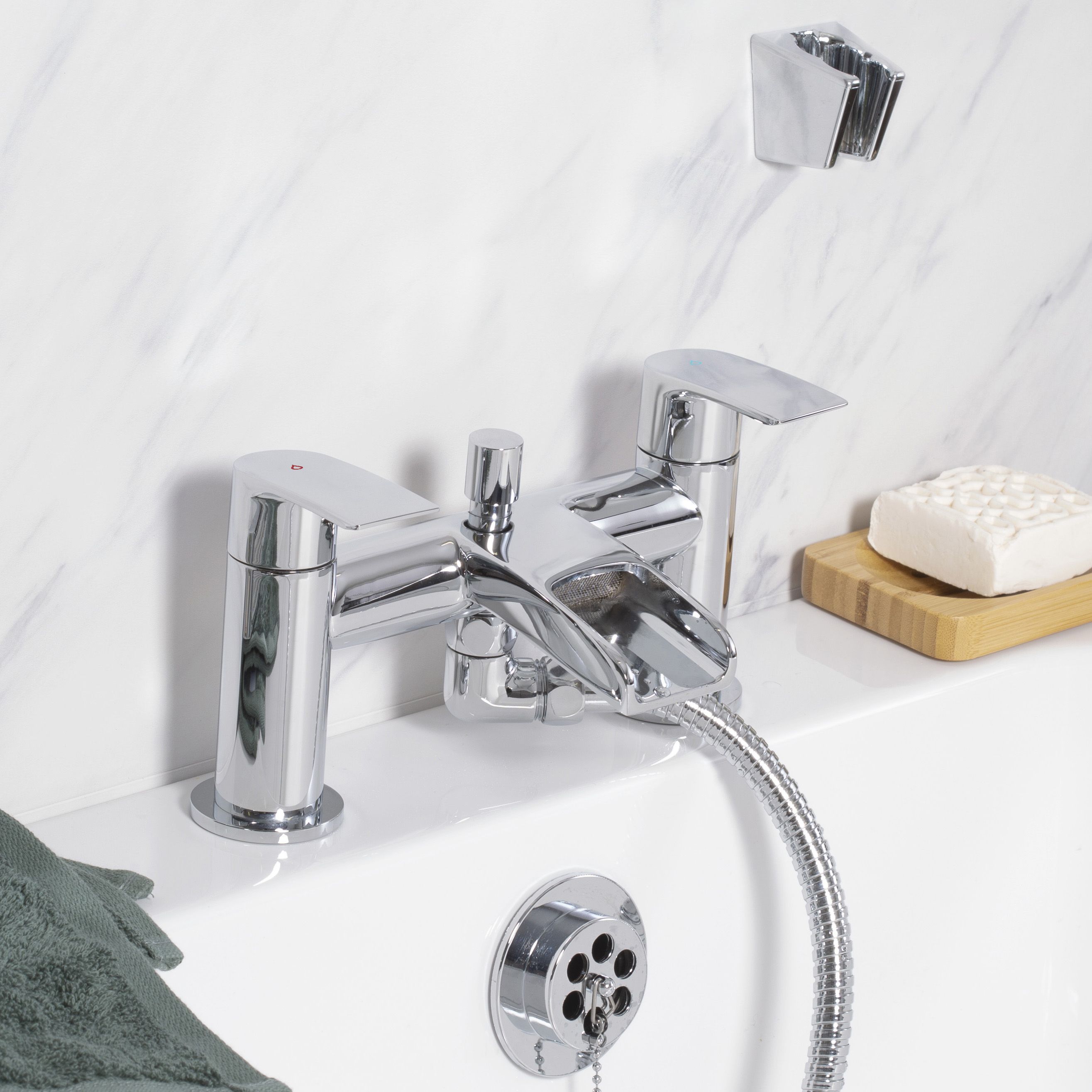 Bristan Invigor Standard Chrome effect Deck-mounted Manual Bath Shower mixer Tap