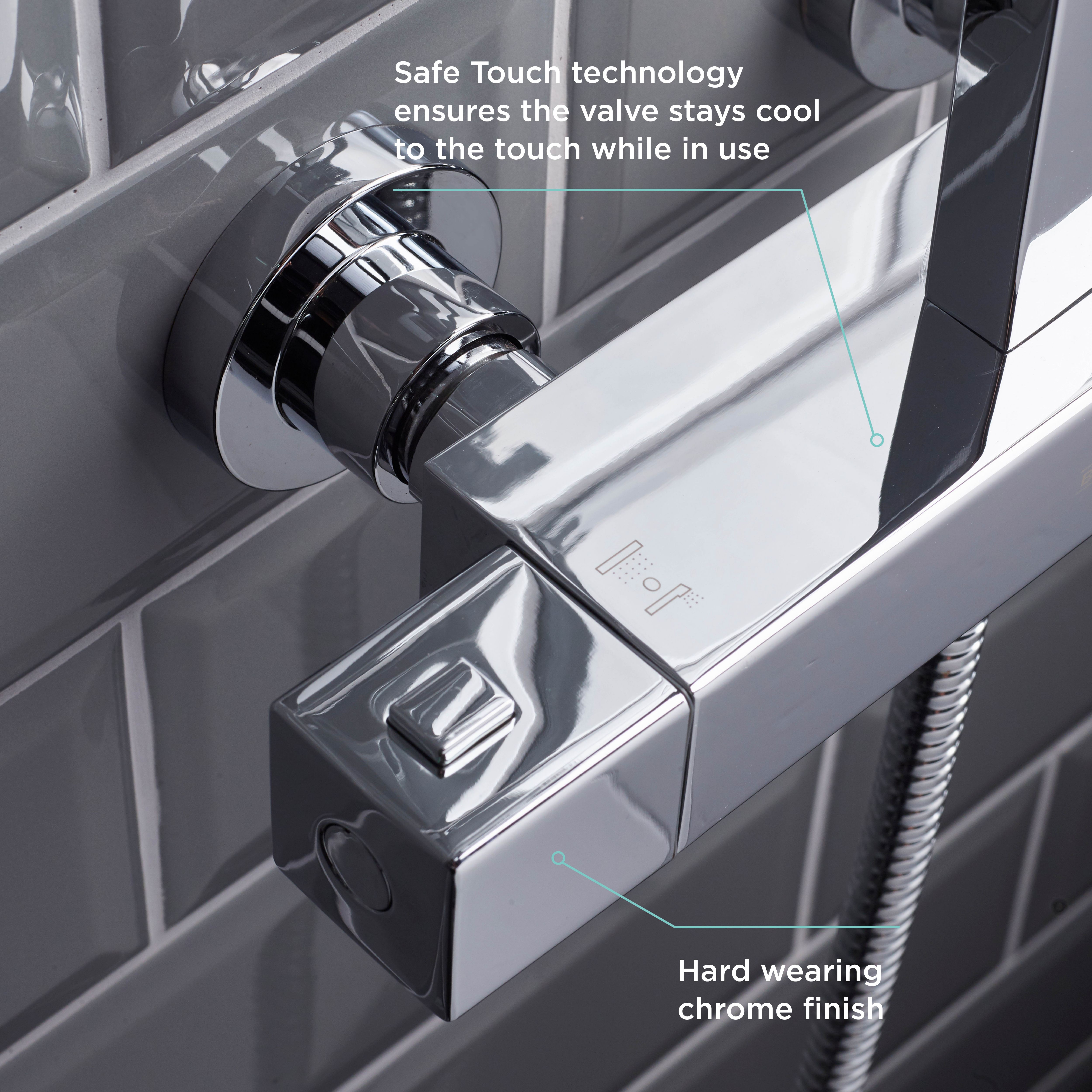 Bristan Noctis Gloss Chrome effect Wall-mounted Thermostatic Mixer Multi head shower