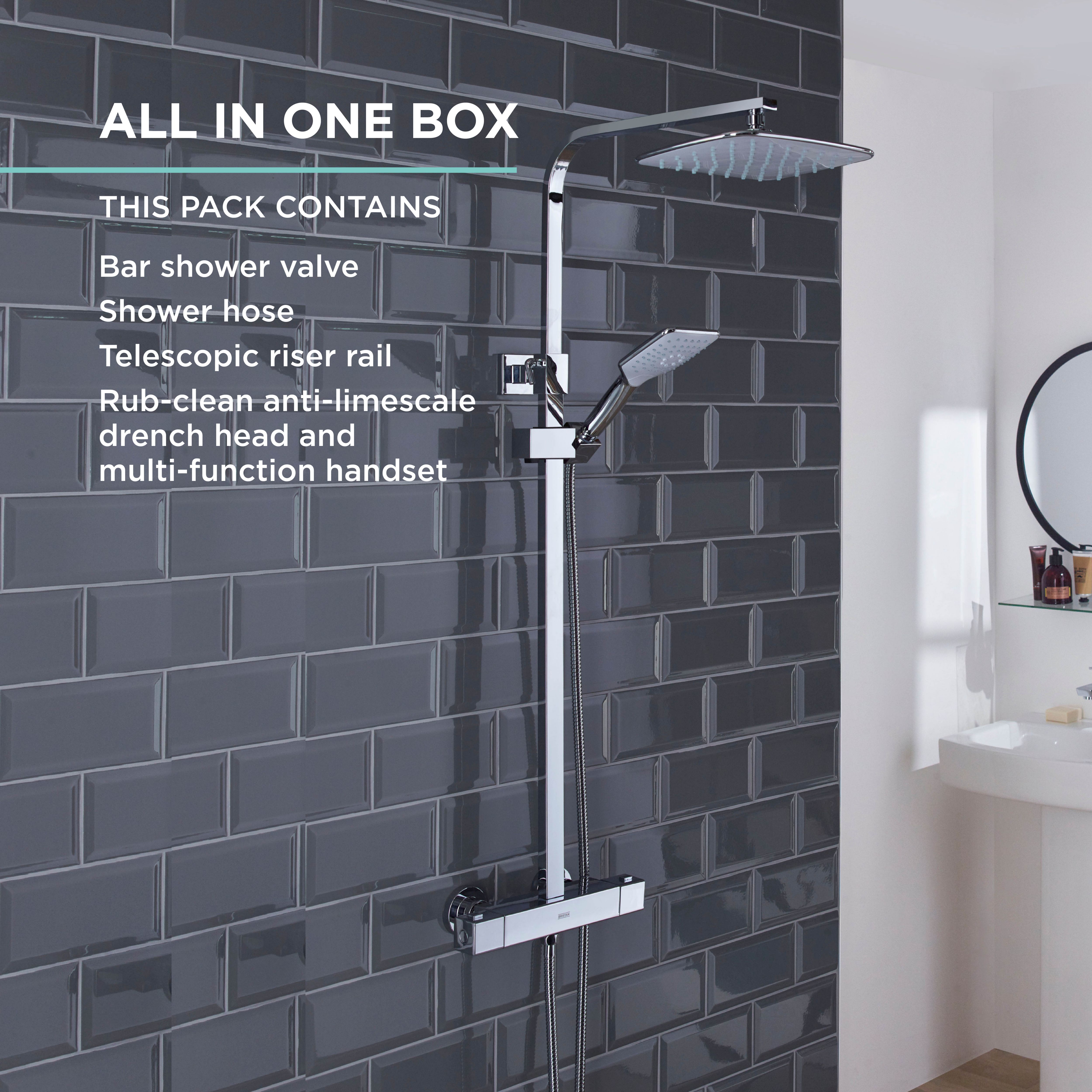 Bristan Noctis Gloss Chrome effect Wall-mounted Thermostatic Mixer Multi head shower