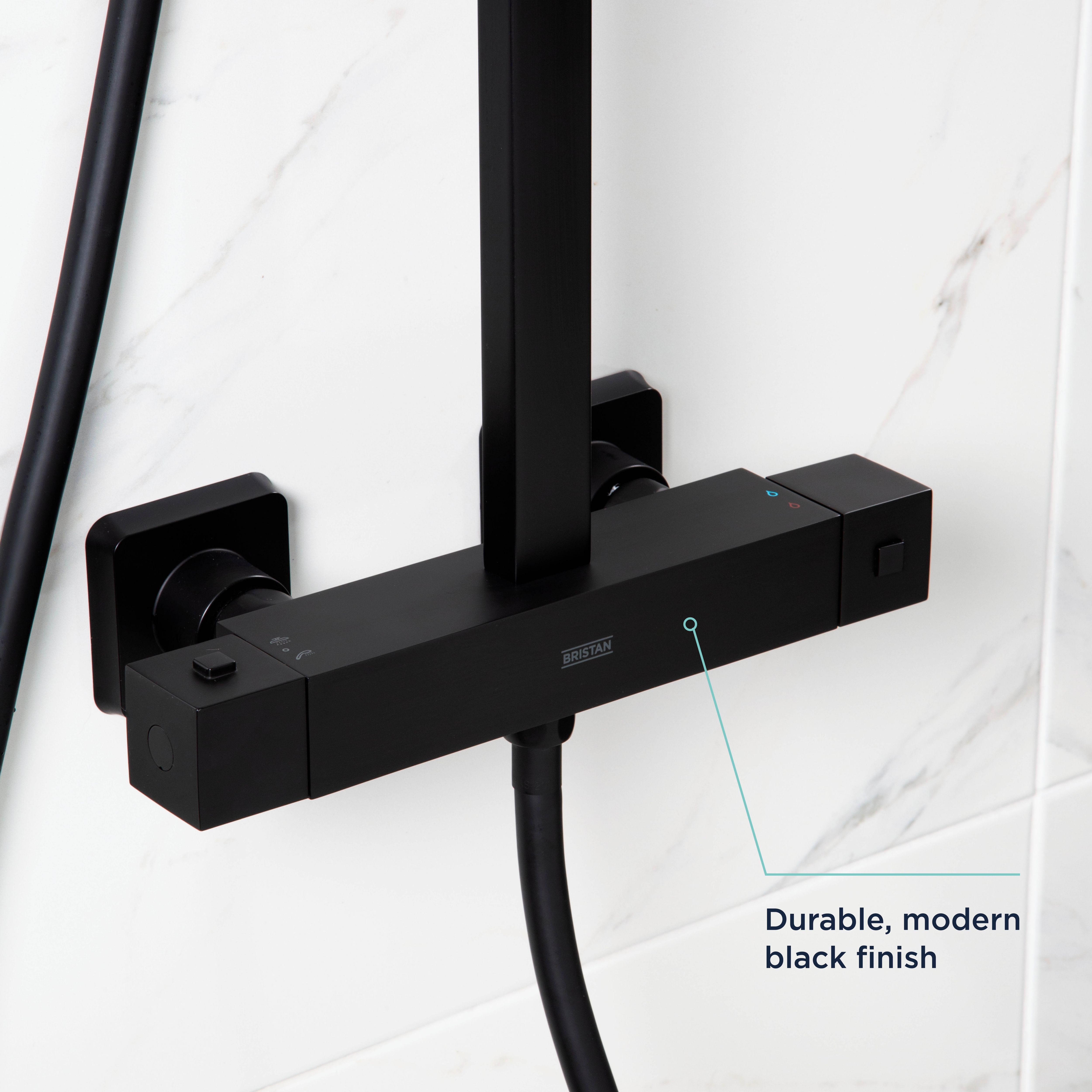 Bristan Noctis Matt Black Wall-mounted Thermostatic Mixer Multi head shower