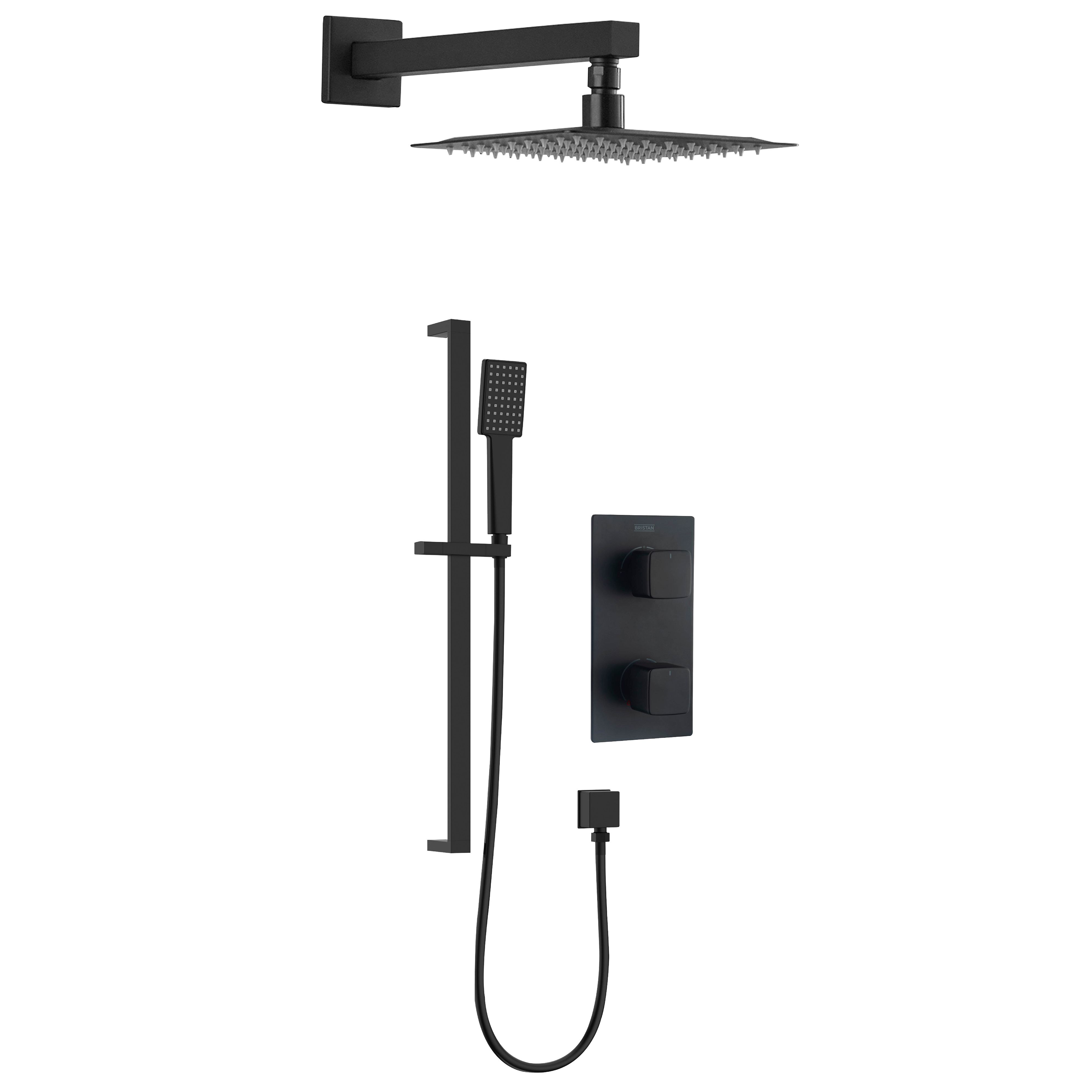 Bristan Noctis Matt Black Wall-mounted Thermostatic Mixer Multi head shower
