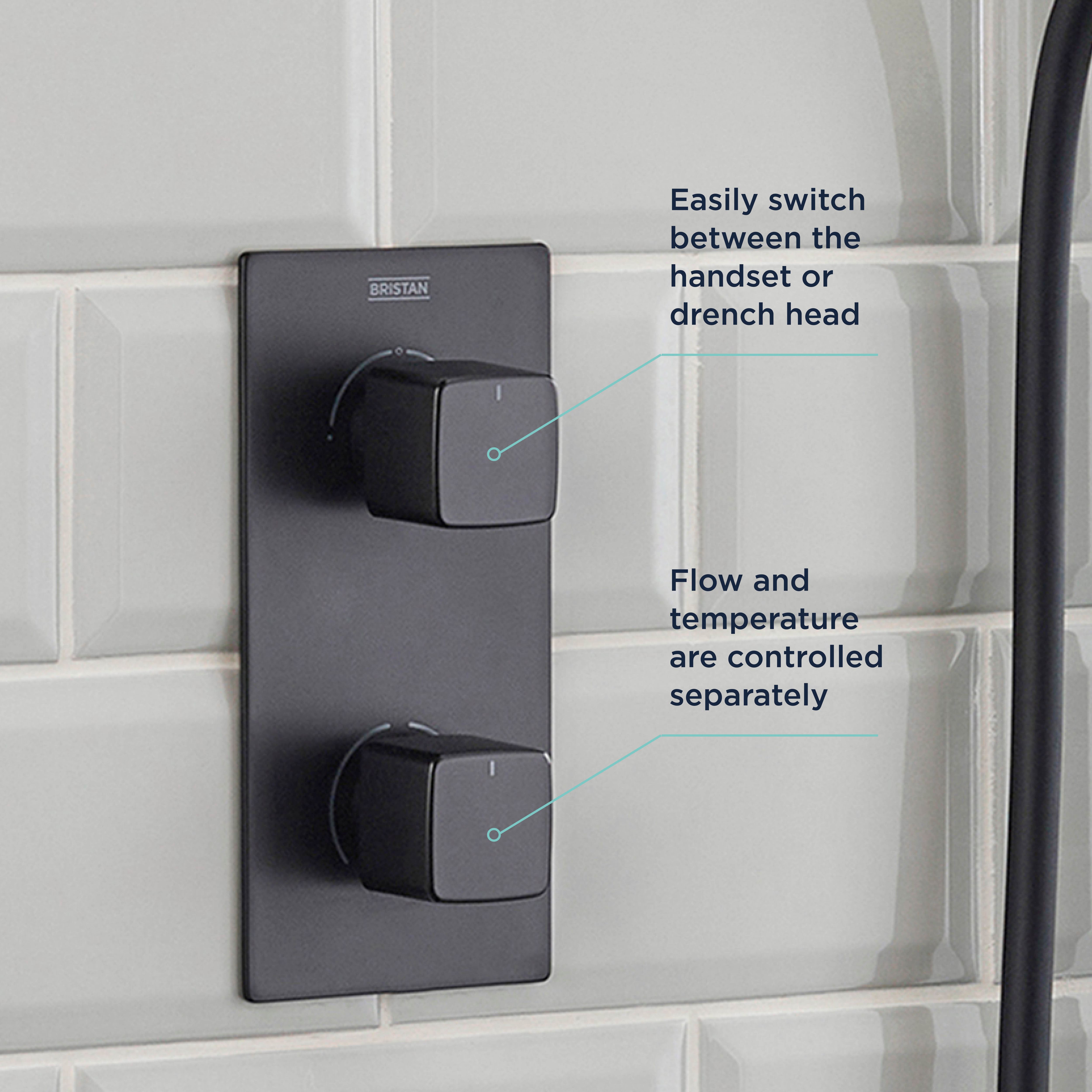 Bristan Noctis Matt Black Wall-mounted Thermostatic Mixer Multi head shower