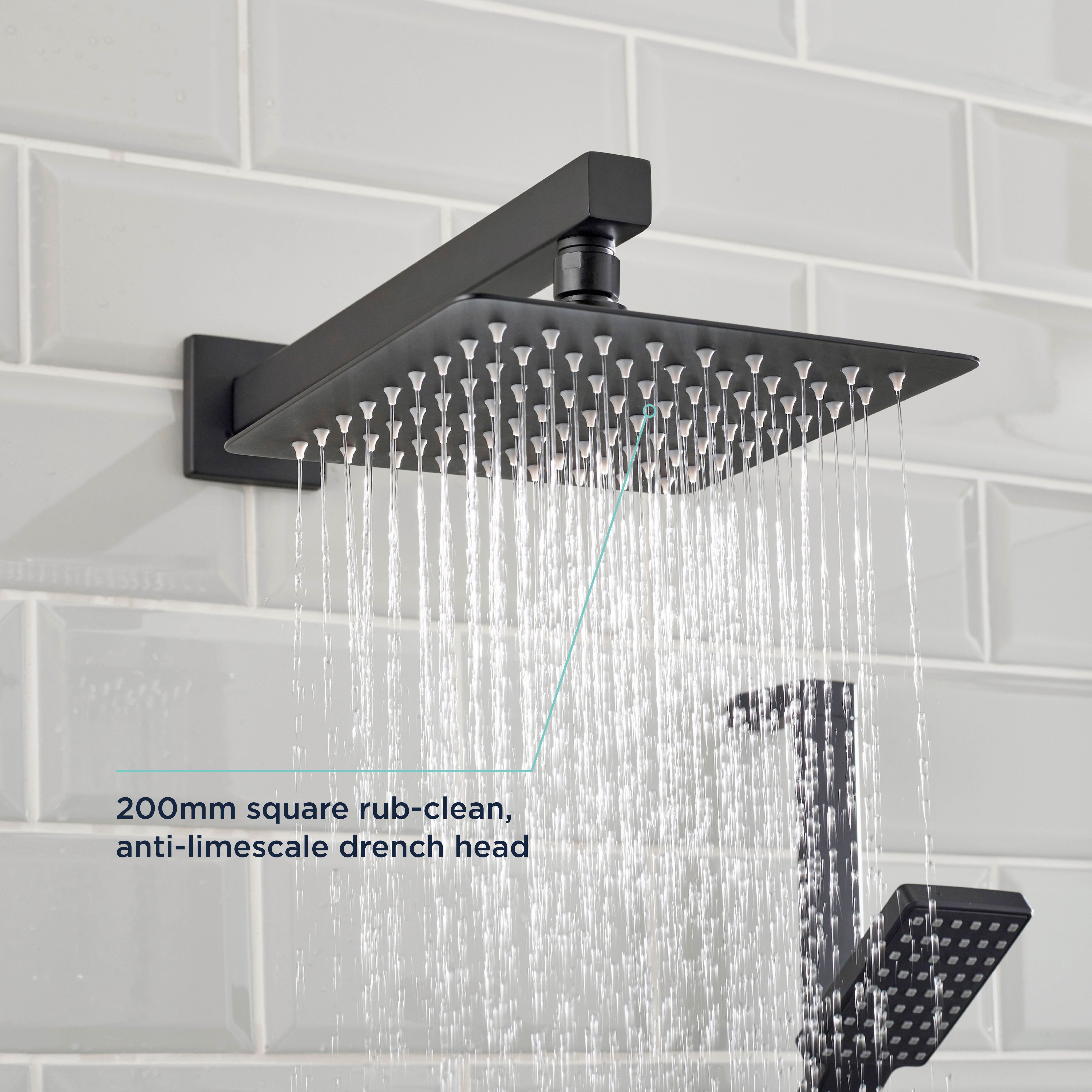 Bristan Noctis Matt Black Wall-mounted Thermostatic Mixer Multi head shower