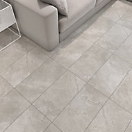 Bristol Grey Matt Glazed Tile Marble effect Porcelain Wall & floor Tile, Pack of 6, (L)600mm (W)300mm