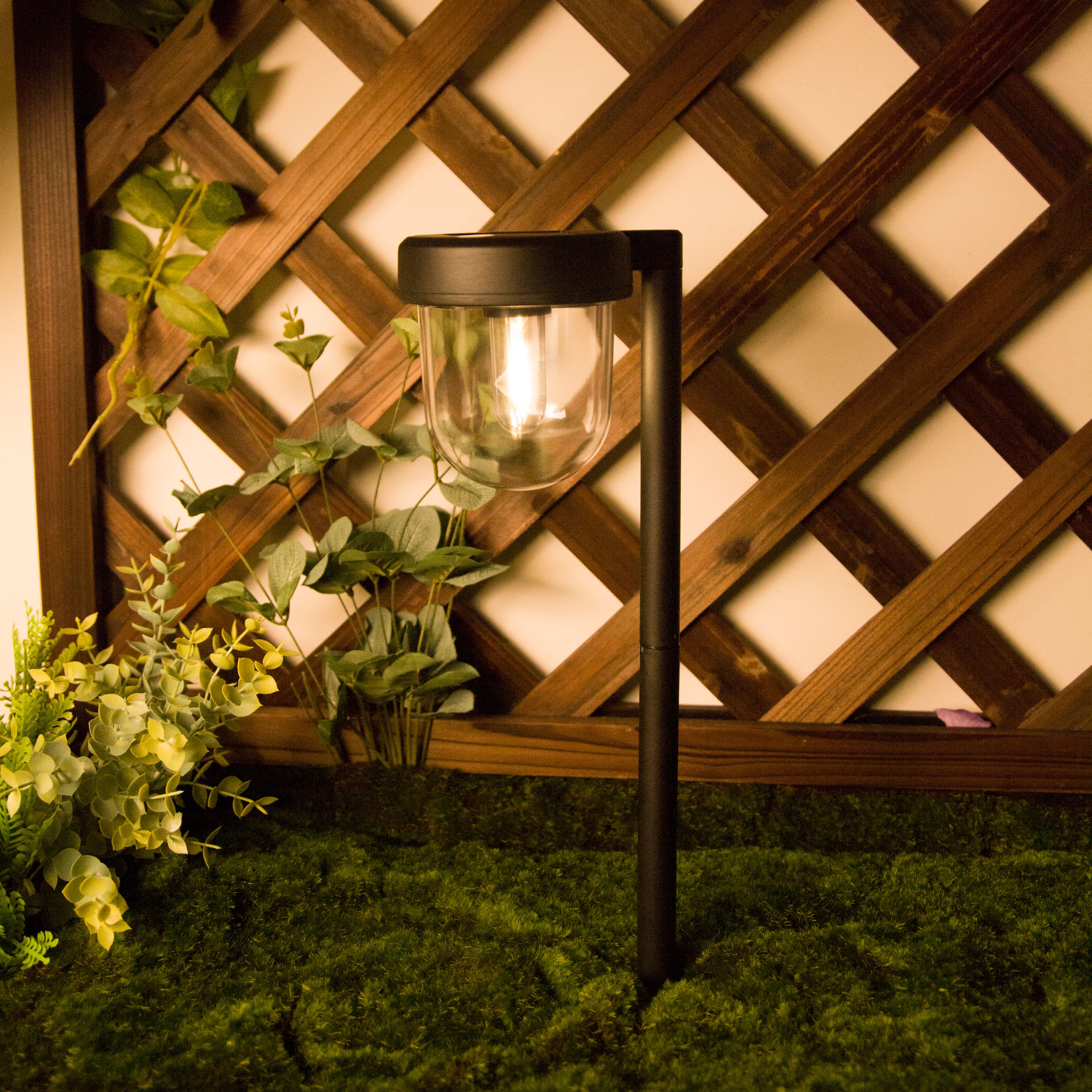 Brith Polished Black Solar-powered Integrated LED Outdoor Stake light