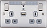 British General 13A Switched Double WiFi extender socket with USB