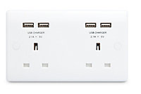 British General 13A White Double USB socket