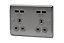 British General 4.2A Steel effect Brushed Double USB socket