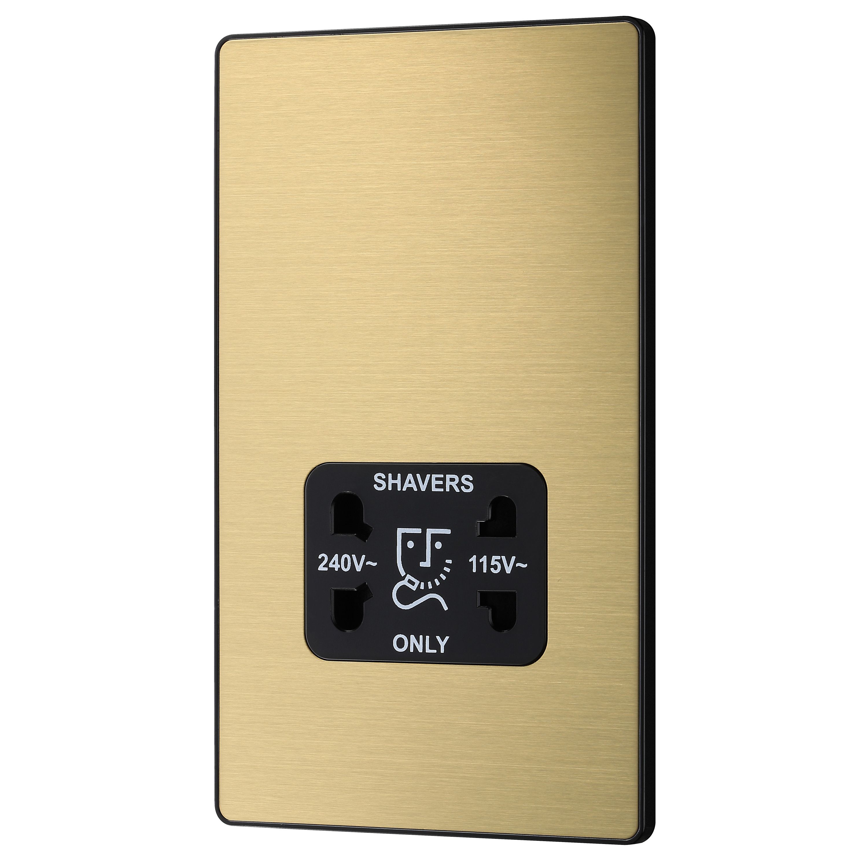 British General Double Raised slim Screwless Shaver socket Satin