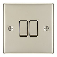 British General Nickel effect Double 10A 2 way Light Switch