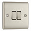 British General Nickel effect Double 10A 2 way Light Switch