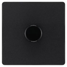 British General profile Single 2 way 200W Screwless Dimmer switch Matt Black