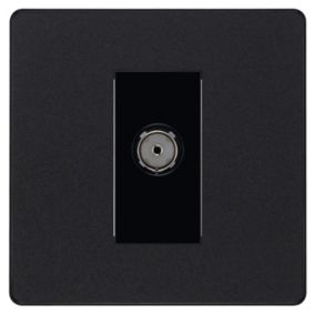 British General Single Screwless TV & radio socket Matt Black