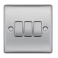 British General Steel 10A 2 way 3 gang Raised Light Switch