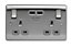 British General Steel effect Double USB socket, 2 x 3.1A USB