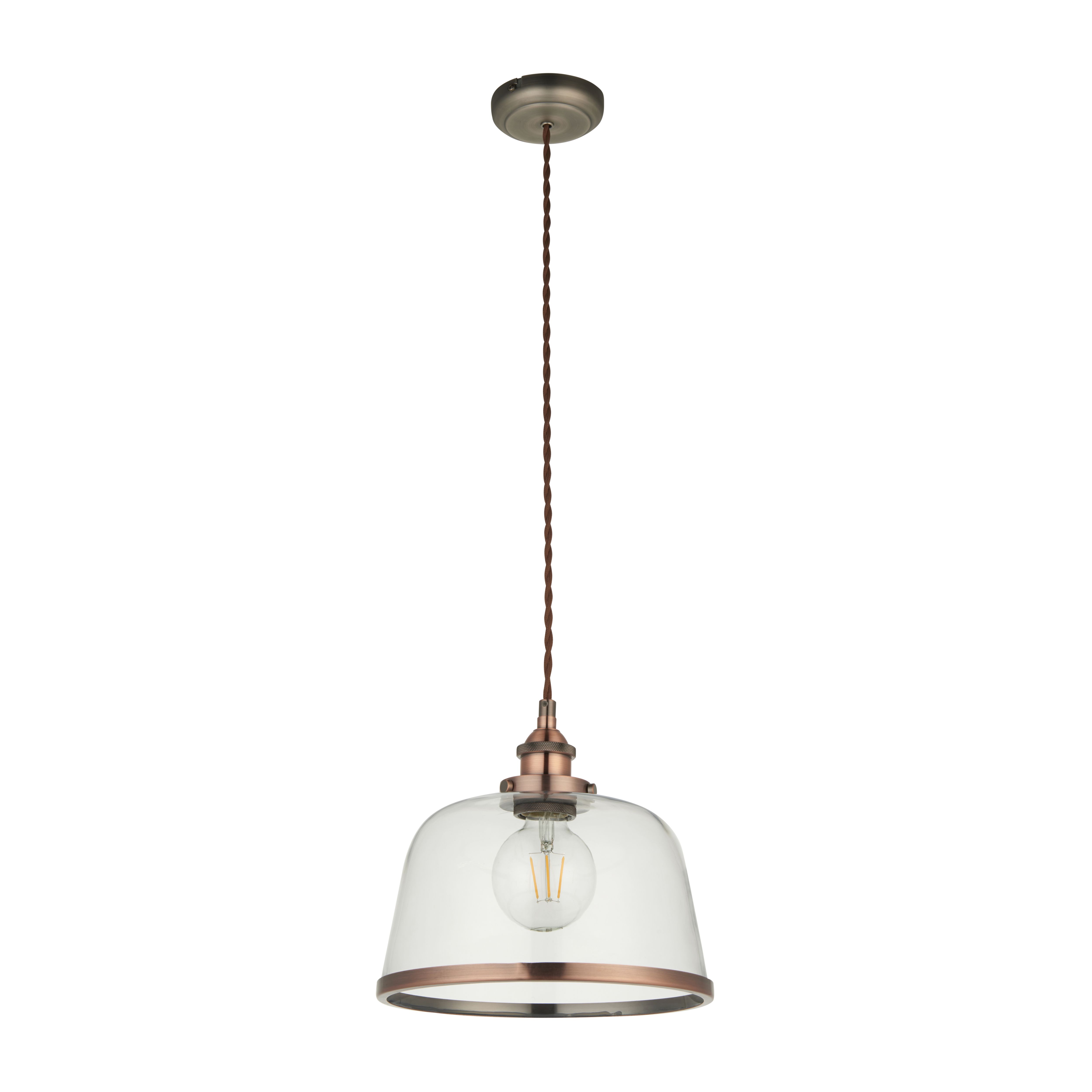 Broderick Copper effect Pendant ceiling light, (Dia)255mm