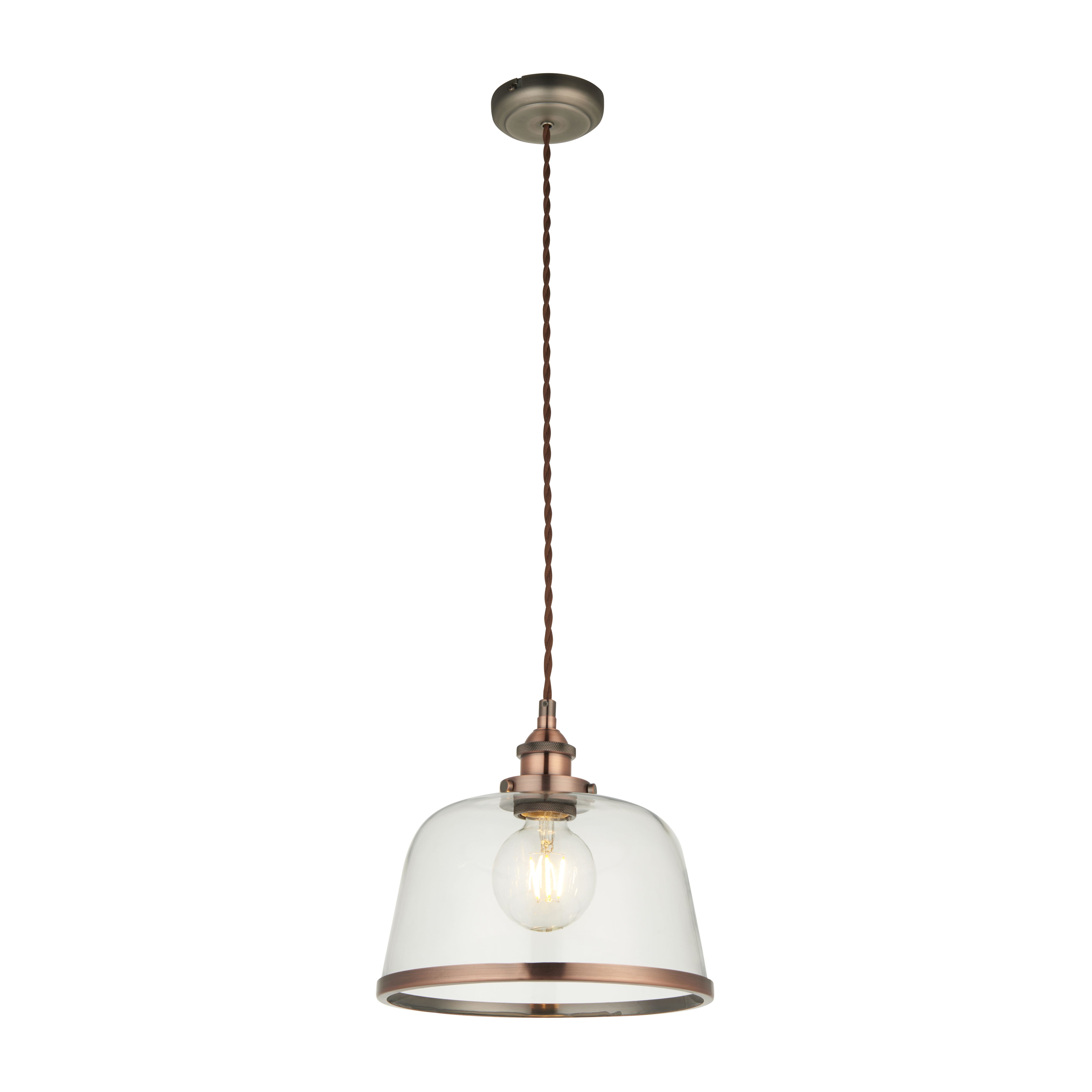 Broderick Copper effect Pendant ceiling light, (Dia)255mm