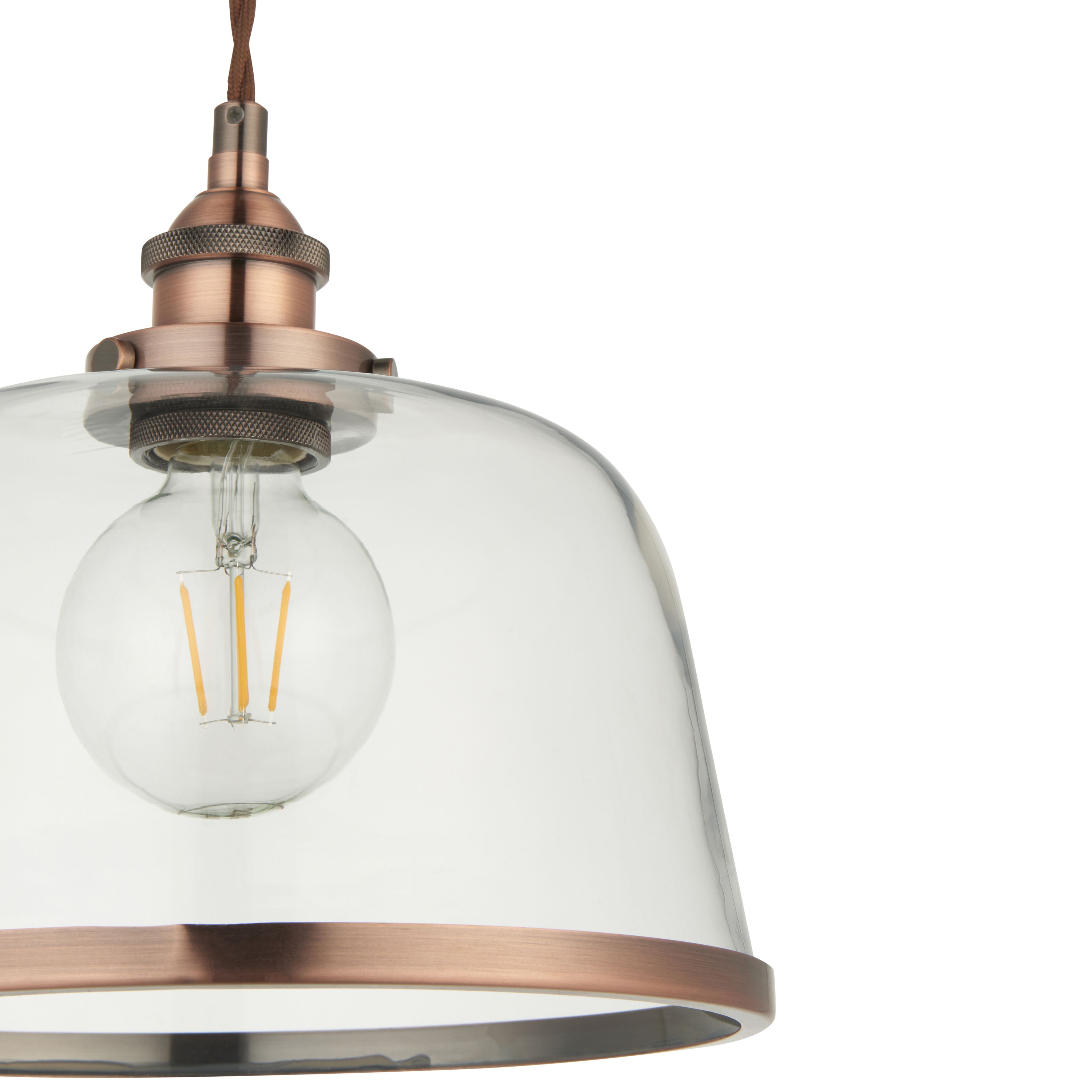 Broderick Copper effect Pendant ceiling light, (Dia)255mm