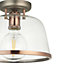 Broderick Glass & steel Transparent Copper effect Ceiling light